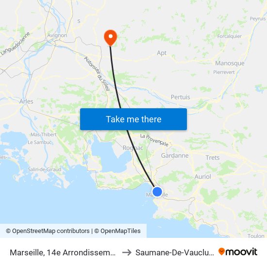 Marseille, 14e Arrondissement to Saumane-De-Vaucluse map