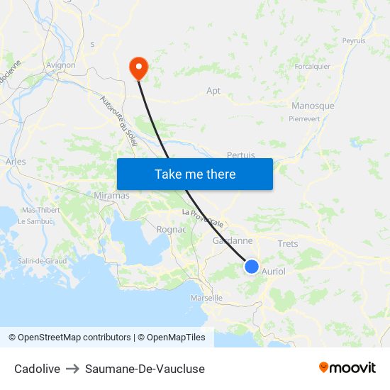Cadolive to Saumane-De-Vaucluse map