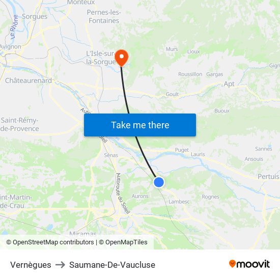 Vernègues to Saumane-De-Vaucluse map
