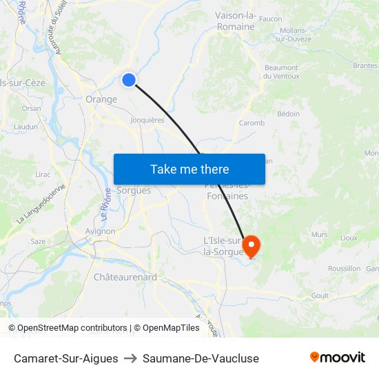Camaret-Sur-Aigues to Saumane-De-Vaucluse map