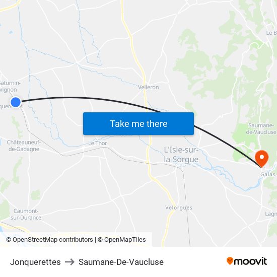 Jonquerettes to Saumane-De-Vaucluse map