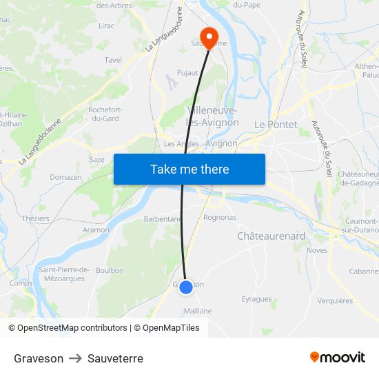 Graveson to Sauveterre map