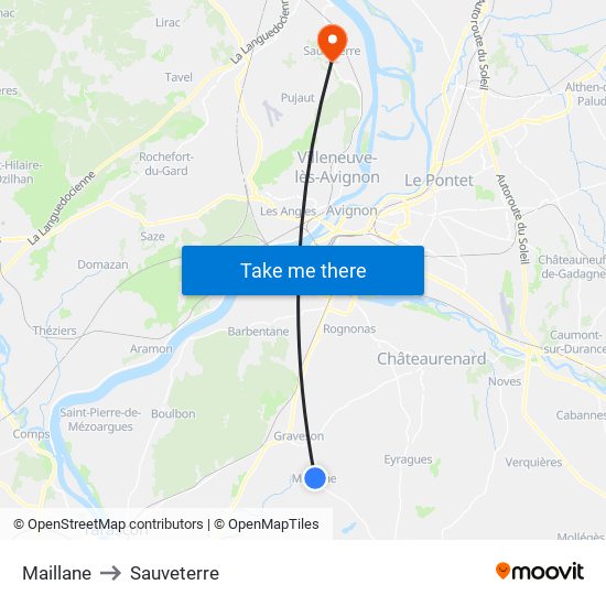 Maillane to Sauveterre map