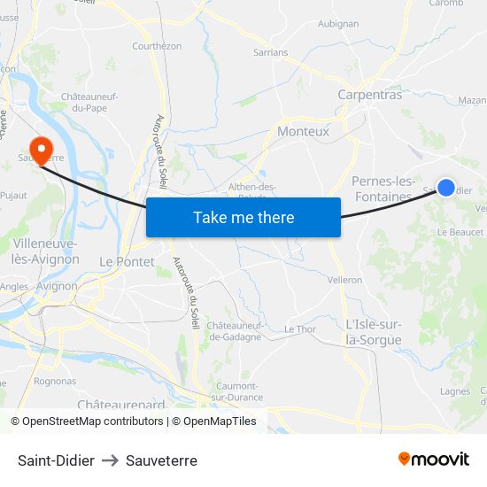 Saint-Didier to Sauveterre map