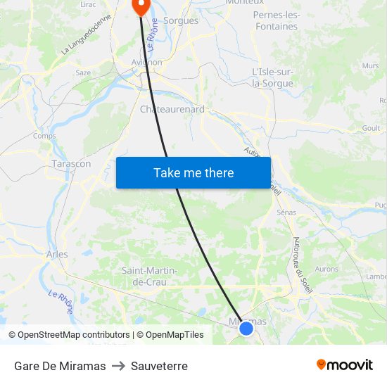 Gare De Miramas to Sauveterre map