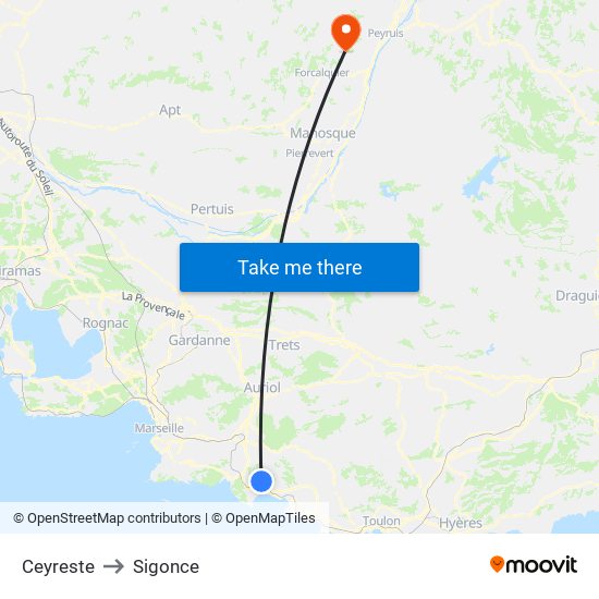 Ceyreste to Sigonce map