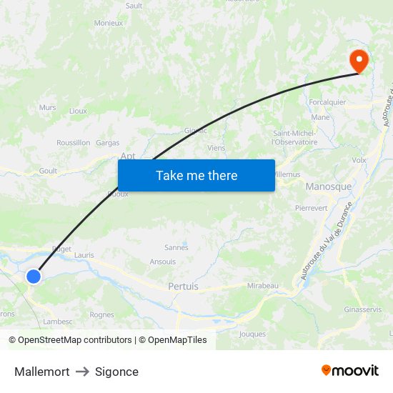Mallemort to Sigonce map