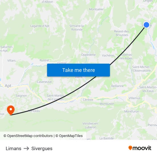 Limans to Sivergues map