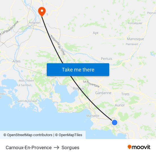 Carnoux-En-Provence to Sorgues map