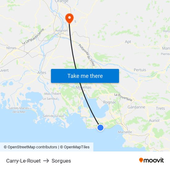 Carry-Le-Rouet to Sorgues map