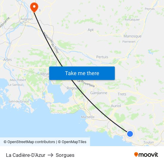 La Cadière-D'Azur to Sorgues map