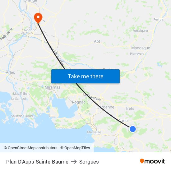Plan-D'Aups-Sainte-Baume to Sorgues map