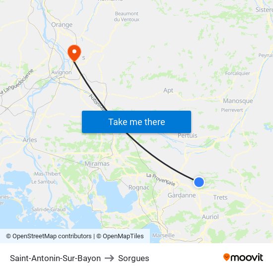 Saint-Antonin-Sur-Bayon to Sorgues map