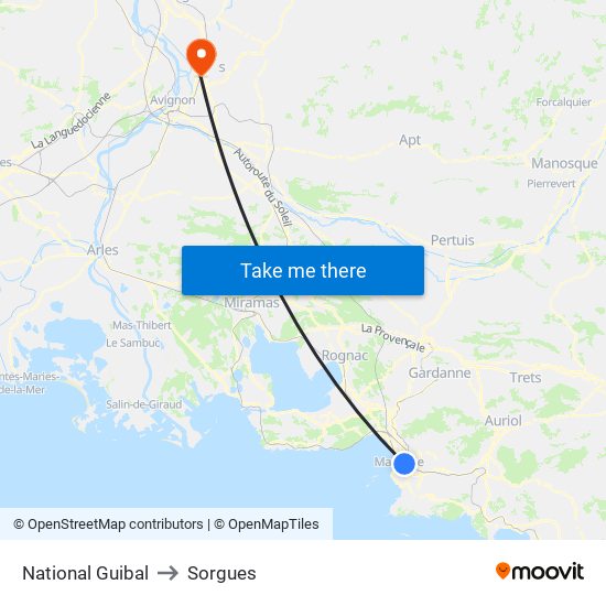 National Guibal to Sorgues map