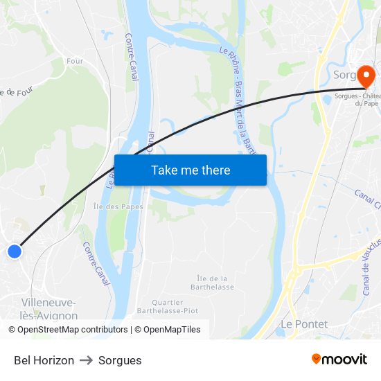 Bel Horizon to Sorgues map