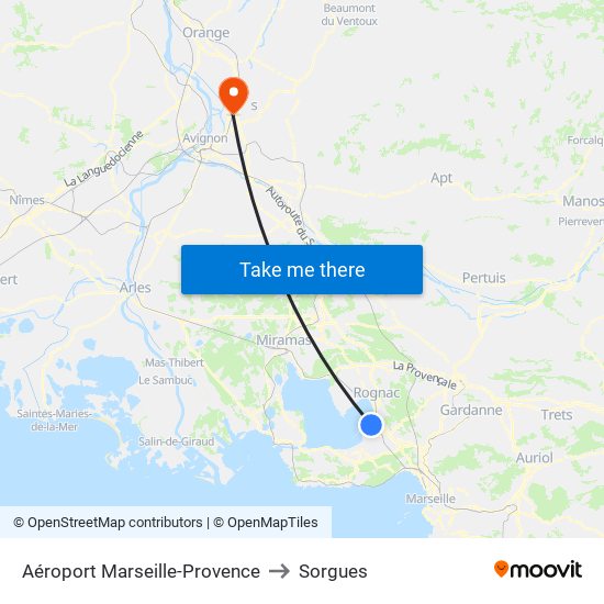 Aéroport Marseille-Provence to Sorgues map