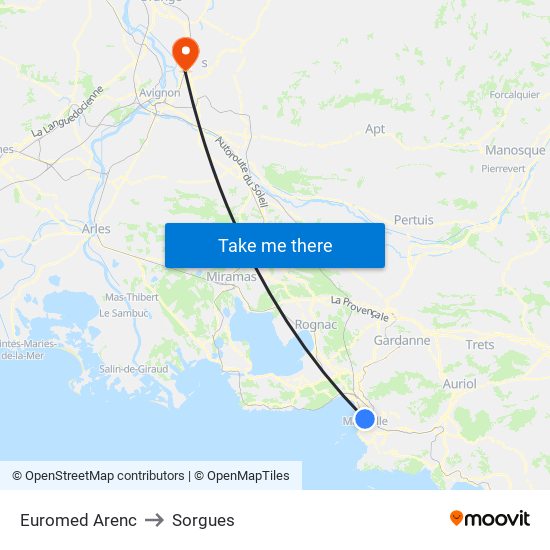 Euromed Arenc to Sorgues map