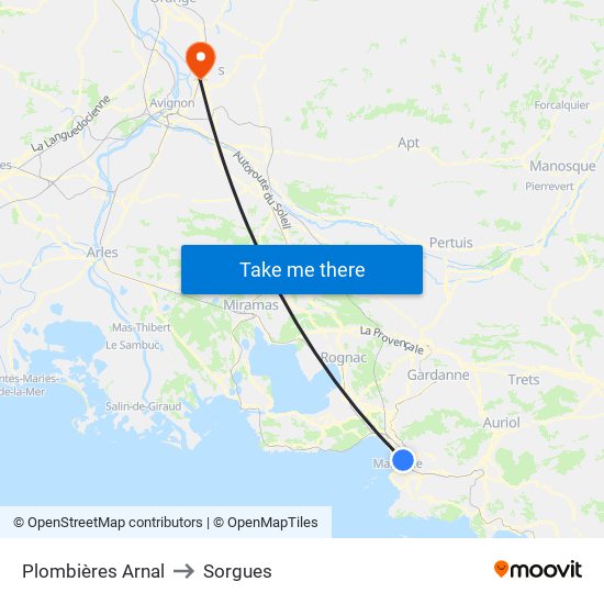 Plombières Arnal to Sorgues map
