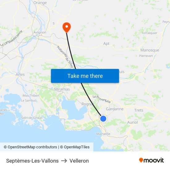 Septèmes-Les-Vallons to Velleron map