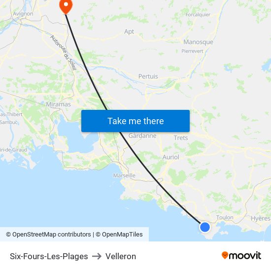 Six-Fours-Les-Plages to Velleron map