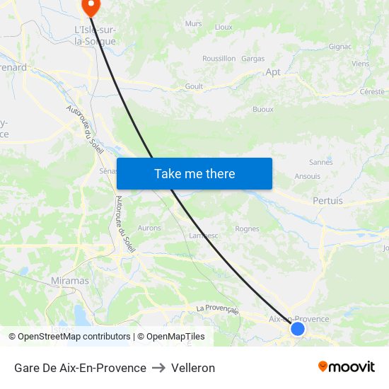 Gare De Aix-En-Provence to Velleron map