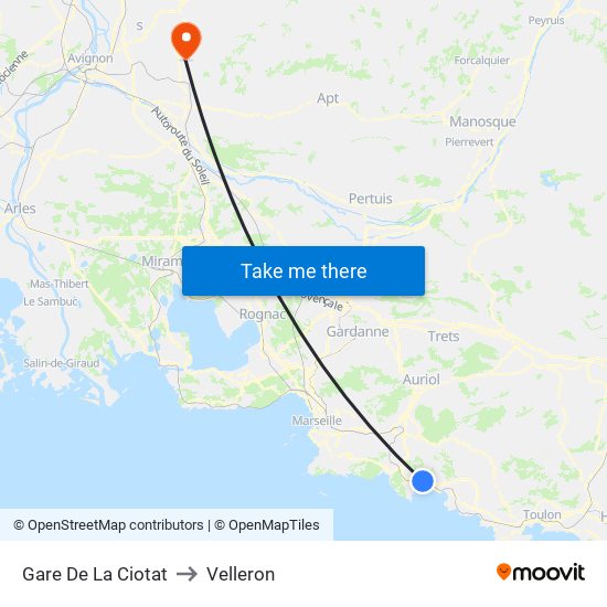 Gare De La Ciotat to Velleron map