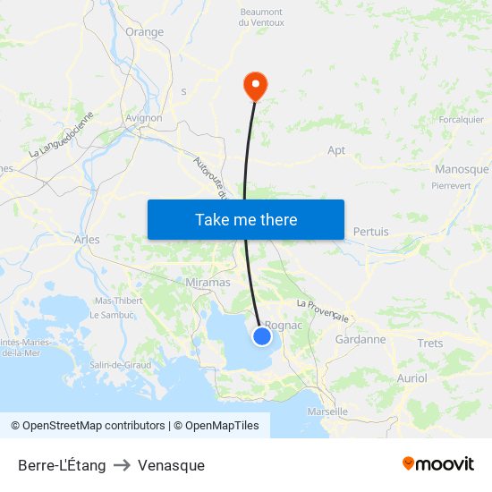 Berre-L'Étang to Venasque map