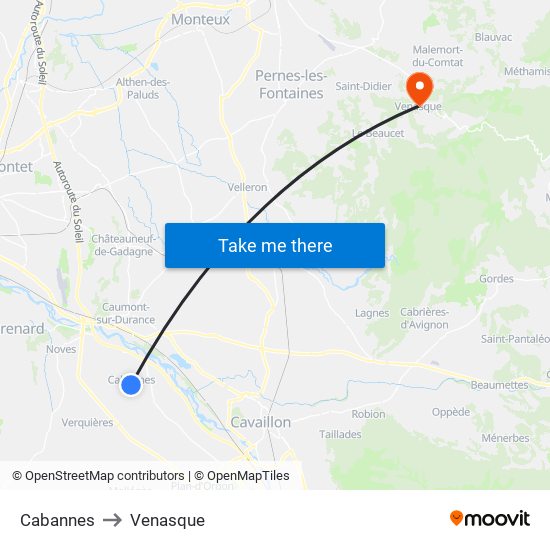 Cabannes to Venasque map