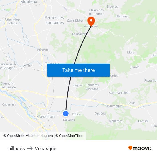 Taillades to Venasque map