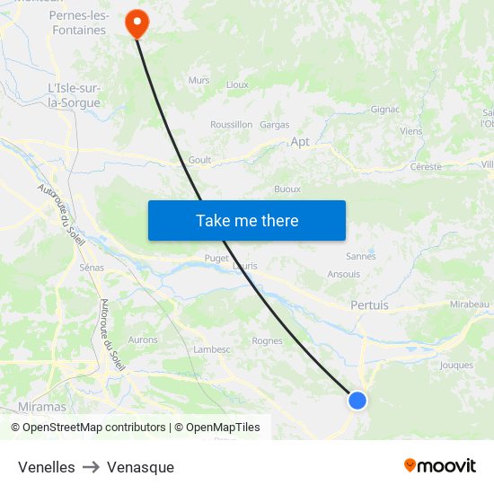 Venelles to Venasque map