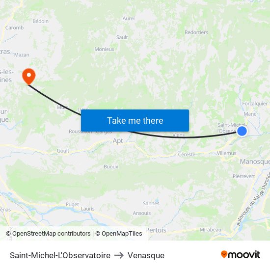 Saint-Michel-L'Observatoire to Venasque map
