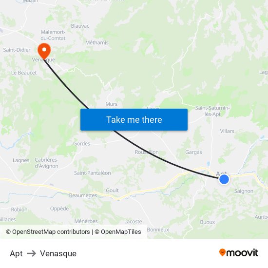 Apt to Venasque map