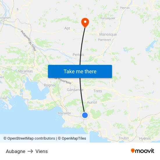 Aubagne to Viens map