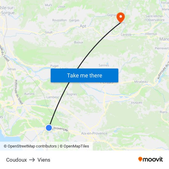 Coudoux to Viens map
