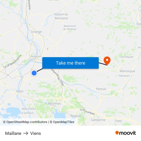 Maillane to Viens map