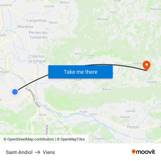 Saint-Andiol to Viens map