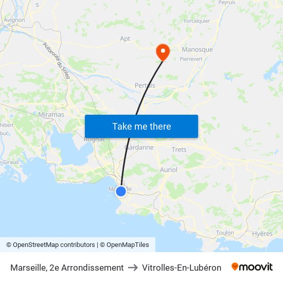 Marseille, 2e Arrondissement to Vitrolles-En-Lubéron map
