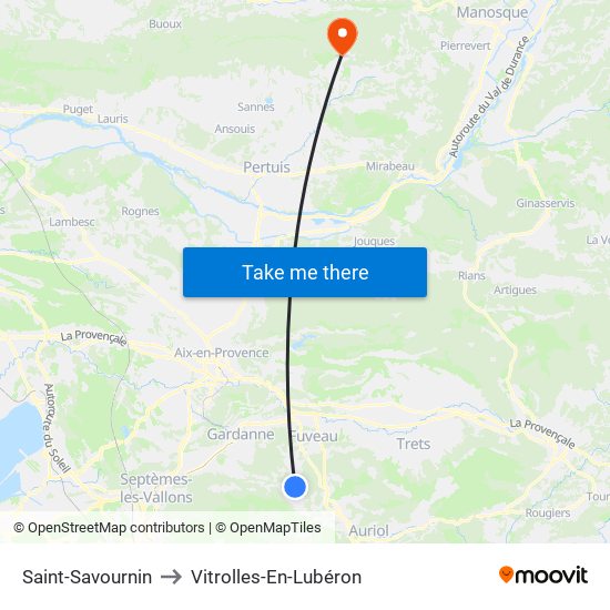Saint-Savournin to Vitrolles-En-Lubéron map
