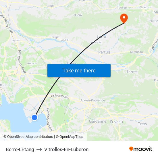 Berre-L'Étang to Vitrolles-En-Lubéron map