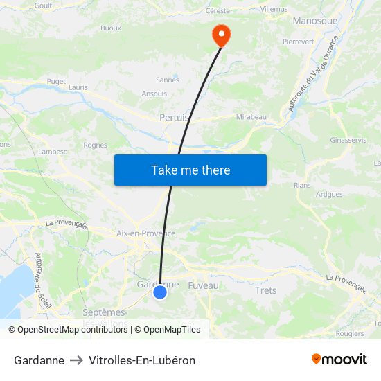 Gardanne to Vitrolles-En-Lubéron map