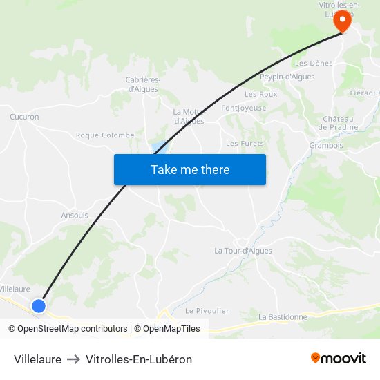 Villelaure to Vitrolles-En-Lubéron map