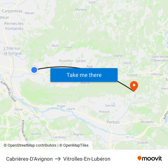 Cabrières-D'Avignon to Vitrolles-En-Lubéron map