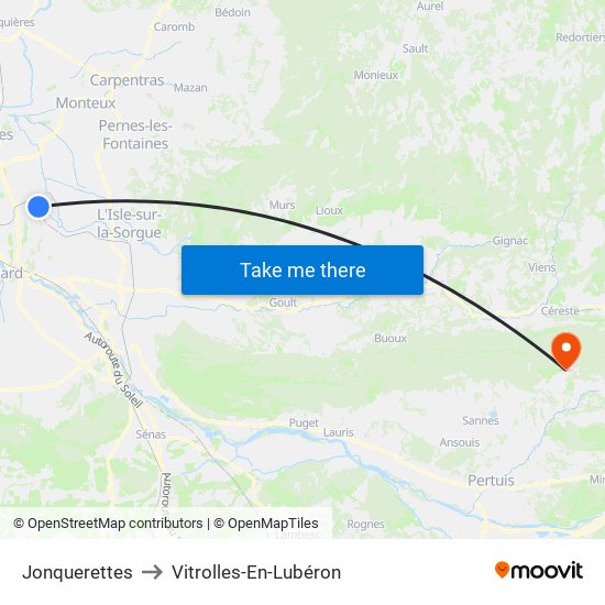 Jonquerettes to Vitrolles-En-Lubéron map