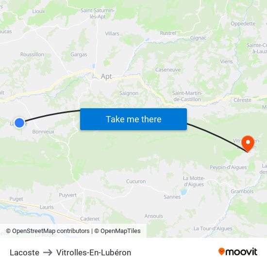 Lacoste to Vitrolles-En-Lubéron map