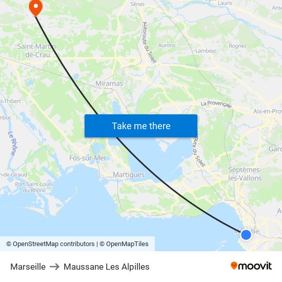 Marseille to Maussane Les Alpilles map