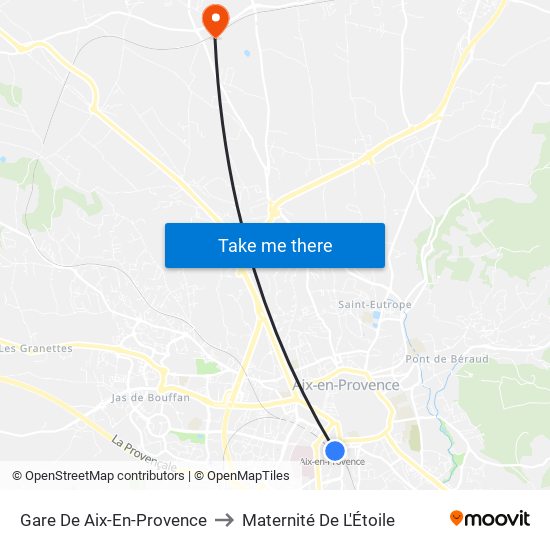 Gare De Aix-En-Provence to Maternité De L'Étoile map
