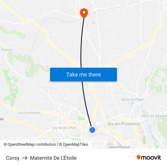 Corsy to Maternité De L'Étoile map