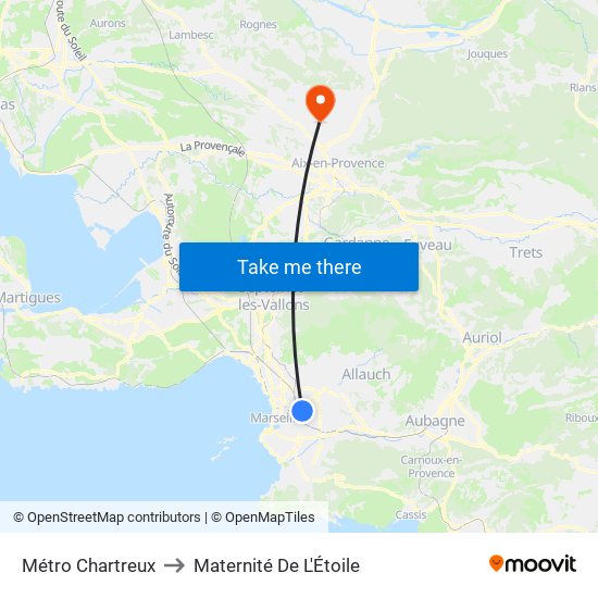 Métro Chartreux to Maternité De L'Étoile map