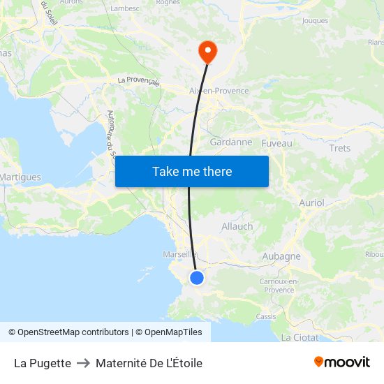La Pugette to Maternité De L'Étoile map