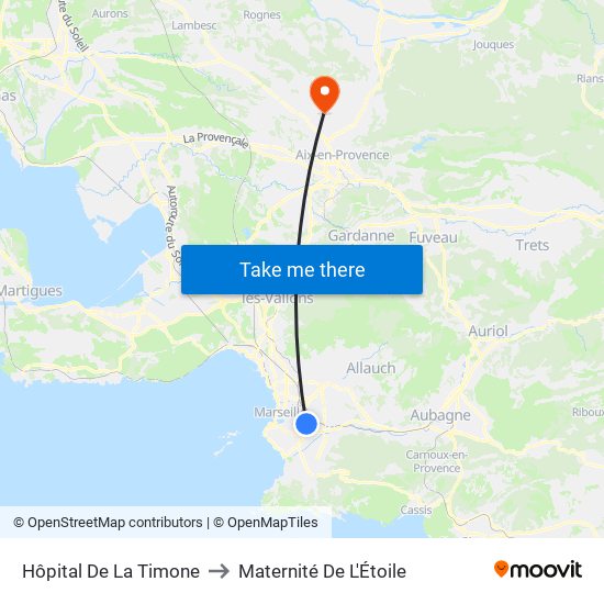 Hôpital De La Timone to Maternité De L'Étoile map